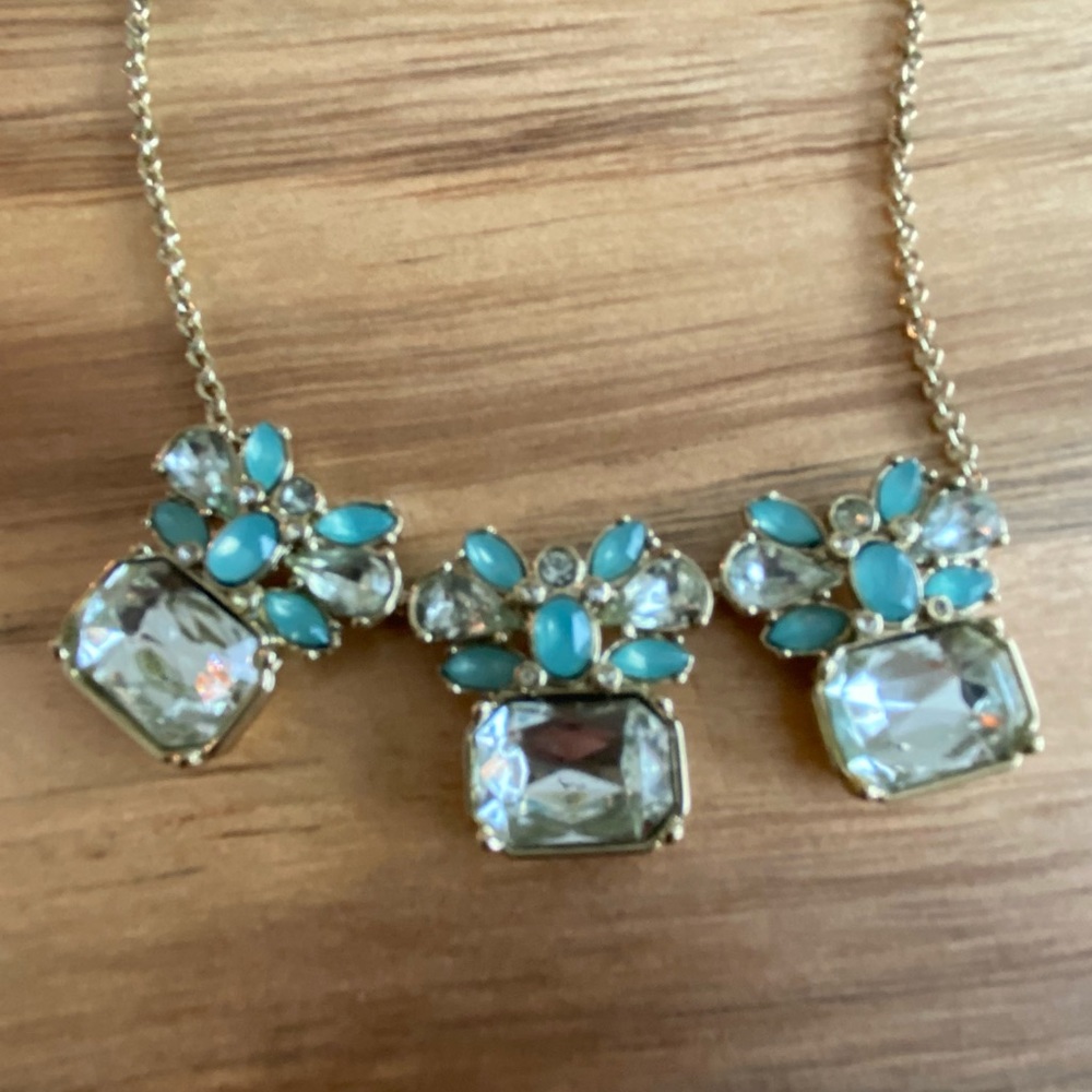 Banana Republic gold and aqua necklace. - Picture 7 of 11